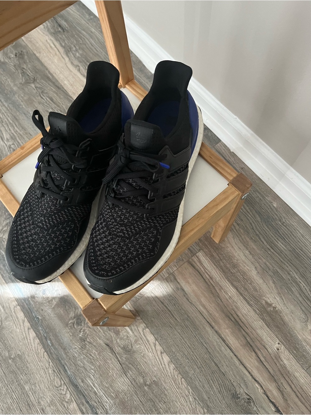 adidas Black Knit Sneakers with Blue Interior